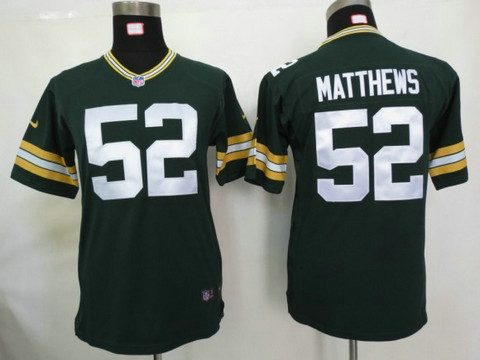 Youth Jerseys Green Bay Packers 52 Matthews Green Nike Game